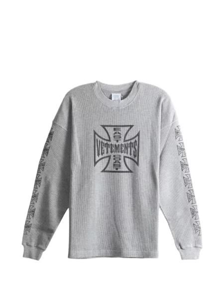 Tricou Vetements tricotate cu imagine gri