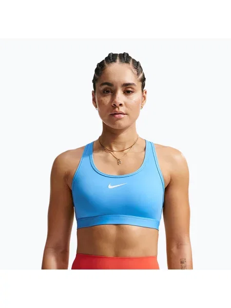 Спортен сутиен Nike Swoosh Medium Support university blue/white бяло