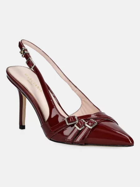 Кожени обувки с тънък Guess SLING BACK BUCKLE S червено винено червено