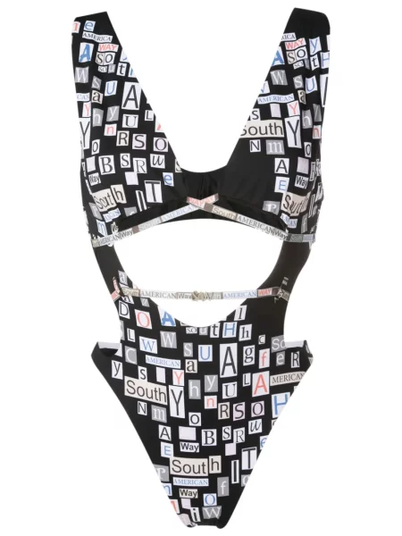 Costum de baie Amir Slama cu imagine negru