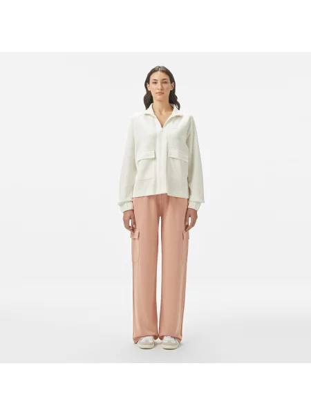 Lacoste Bluza Z Zamkiem Loose Fit biała