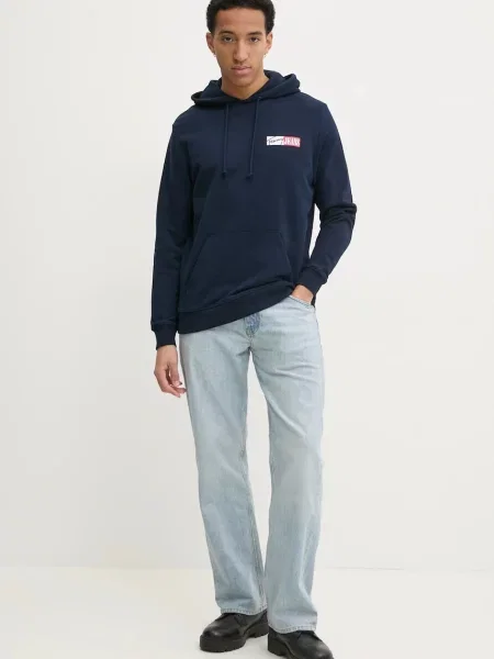 Tommy Jeans Otroški bombažen pulover modra