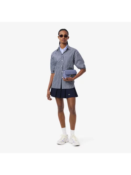 Lacoste Koszula Bez Zapięcia W Paski Oversize granatowa