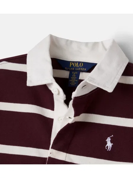Dzianinowa koszulka polo Ralph Lauren w paski czerwona