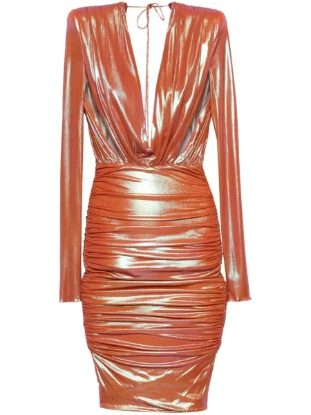 Rochie midi Alexandre Vauthier drapată până la genunchi de costum portocaliu