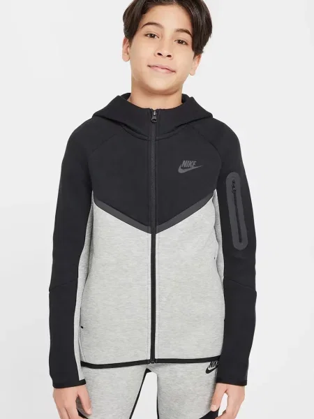 Nike melegítőfelső kapucnival gyerek pamuttal Sportswear Tech Fleece szürke