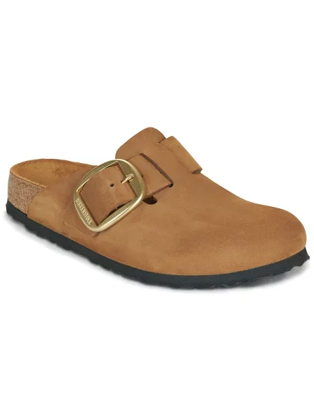 Birkenstock natikači nubuk Boston Big Buckle Nubuck Leather rjava