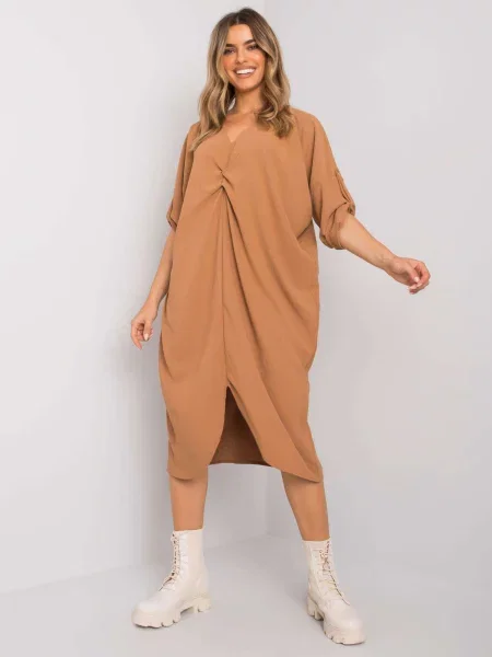 Obleka obleka Fashionhunters rjava