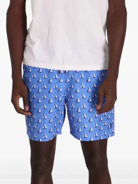 Květinový dlouhý spodní díl plavek Polo Ralph Lauren s potiskem modrý