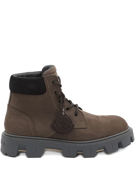 Trekking gležnjače Moncler s vezicama s čipkom smeđa