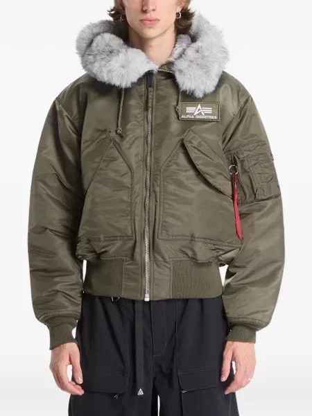Geacă Alpha Industries cu glugă verde