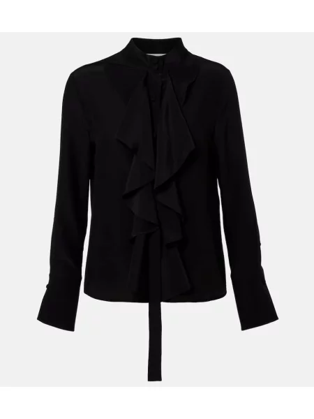 Bluză Mcqueen de mătase cu volane negru