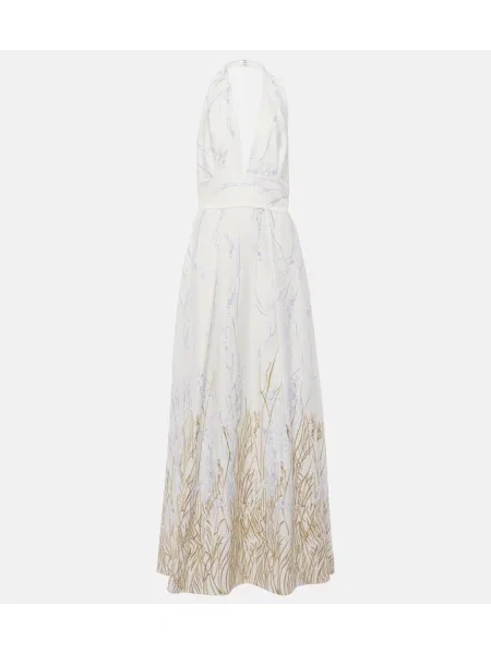 Rochie Elie Saab cu broderie cu gât halter alb