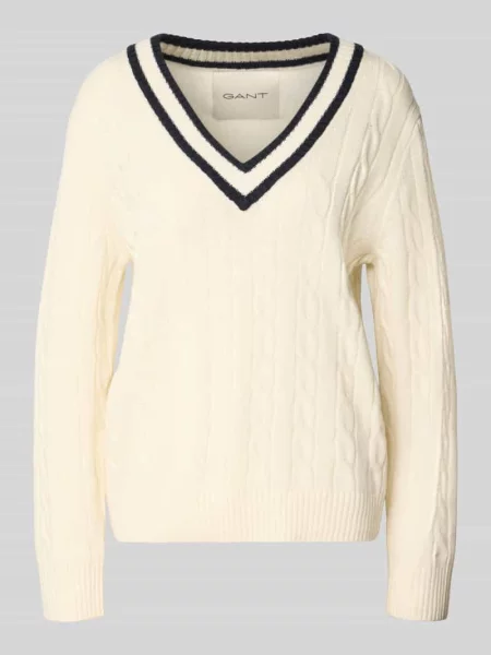 Sweter z dzianiny z czystej wełny krój regular fit Gant biały