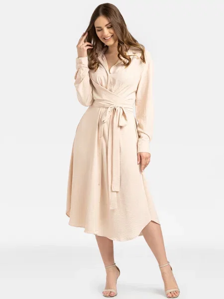 Obleka Perso z vezalkami bež