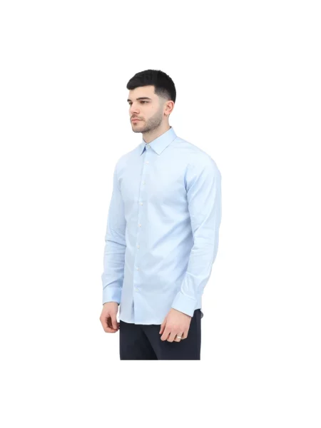 Koszula biznesowa o kroju slim fit z kołnierzykiem typu kent Selected Homme niebieska