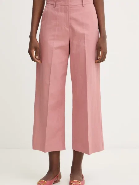Weekend Max Mara spodnie z dodatkiem lnu ZIRCONE różowe