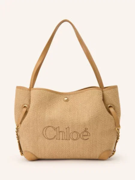 Plátěná shopper kabelka Chloé hnědá
