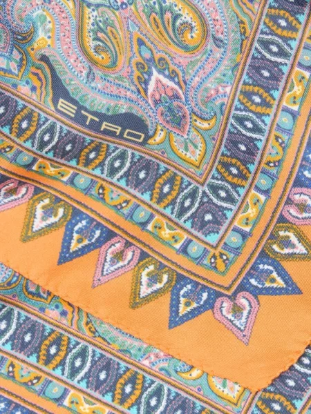 Fular Etro de mătase cu model floral portocaliu