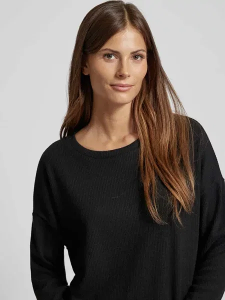 Sweter z dzianiny z fakturowanym wzorem model ‘Punti’ B.young czarny