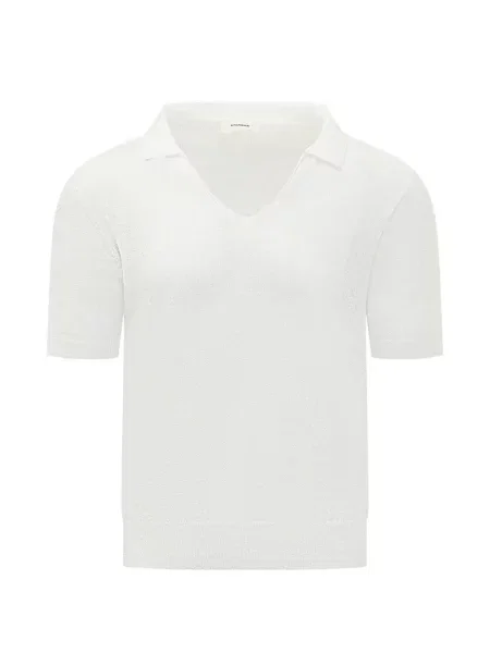 Тениска A Paper Kid с V-образно деколте бяло