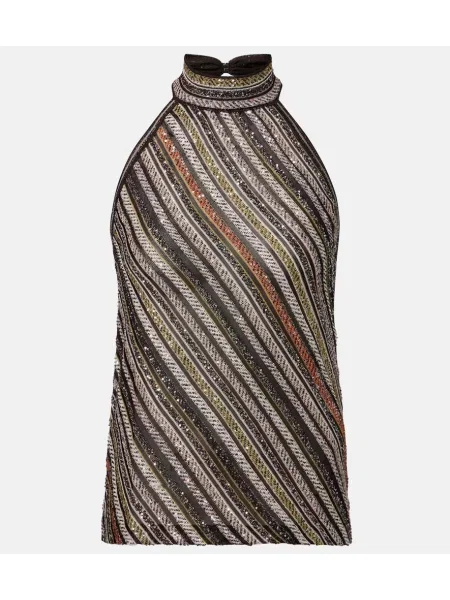 Top Missoni cu dungi cu gât halter