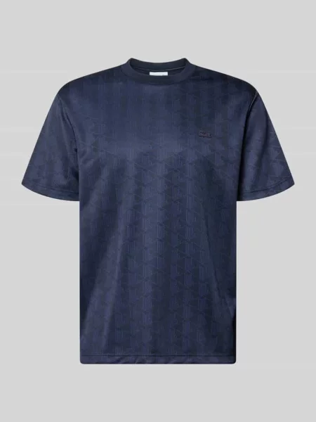 T-shirt o kroju classic fit z nadrukiem w monogramy Lacoste niebieska