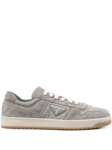 Sneakerși Prada din piele de căprioară gri
