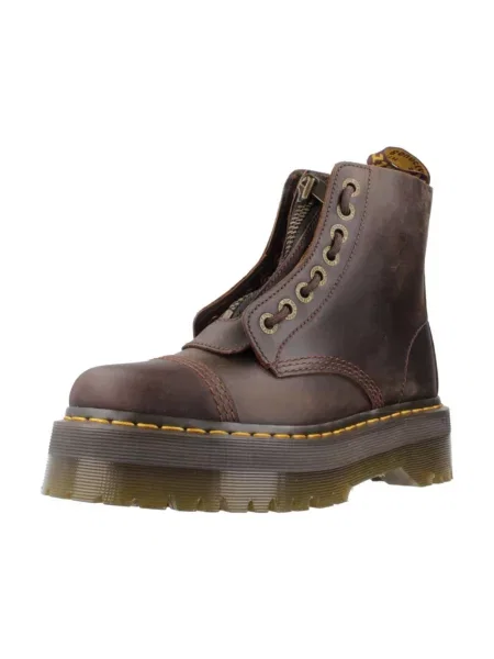 Botki Dr. Martens skórzane na platformie brązowe