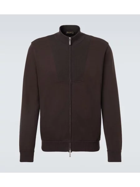 Яке тип бомбър Loro Piana от джърси кафяво