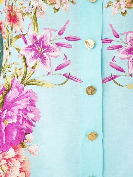 Sukienka Camilla w kwiatki koronkowa garniturowa niebieska