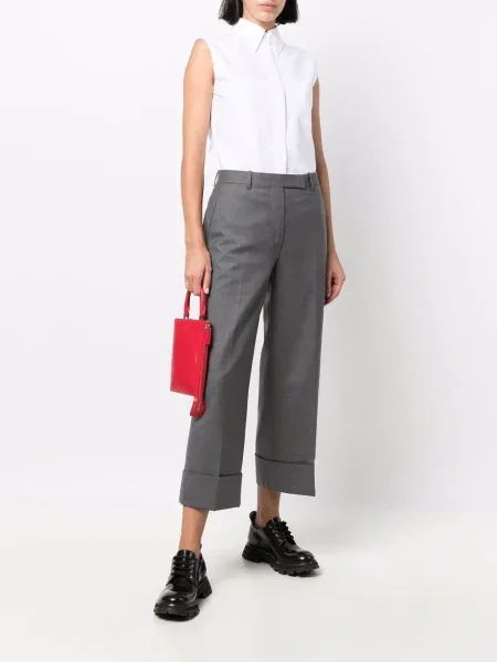 Zkrácené kalhoty Thom Browne šedé