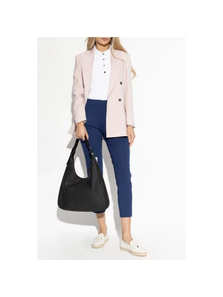 Lniane spodnie Max Mara niebieskie