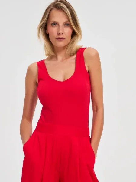 Top Marisse prążkowany czerwony