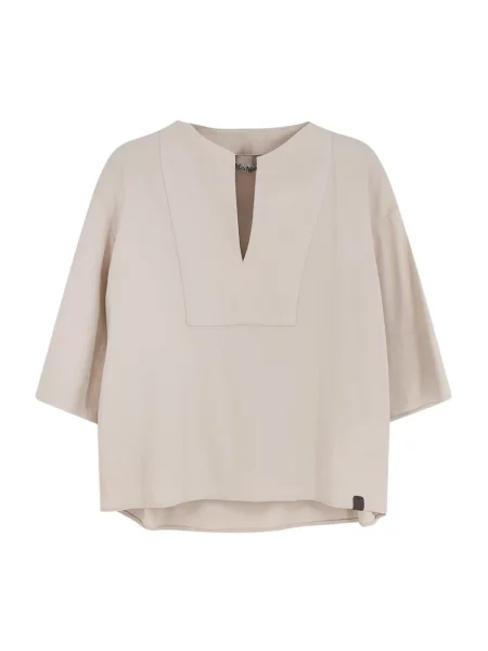 Lniana bluzka Max Mara beżowa