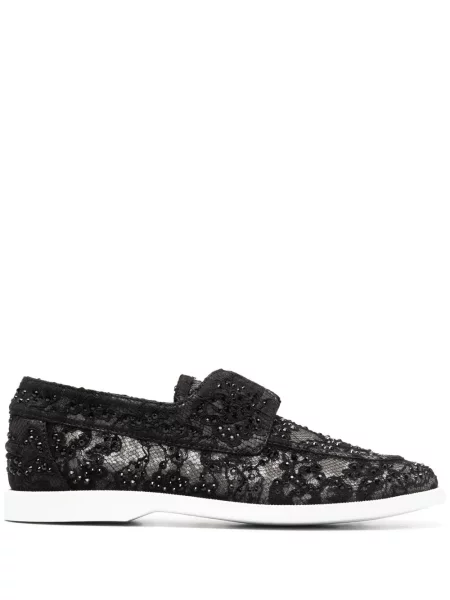 Pantofi loafer Le Silla cu broderie din dantelă negru