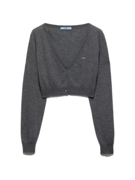 Decupat cardigan Prada din cașmir gri