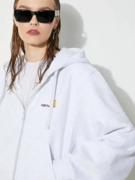 Carhartt WIP bluză Hd American Scr. Jacket femei cu glugă melanj gri