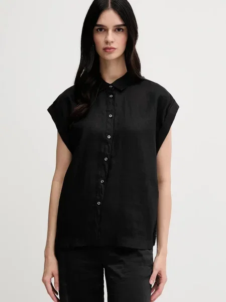 United Colors of Benetton camasa de in bej cu guler clasic regular negru