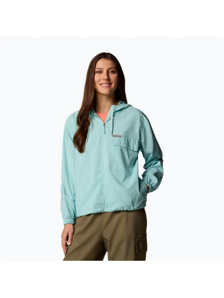 Дамски трекинг суитшърт Columbia Skien Valley Hooded spray синьо
