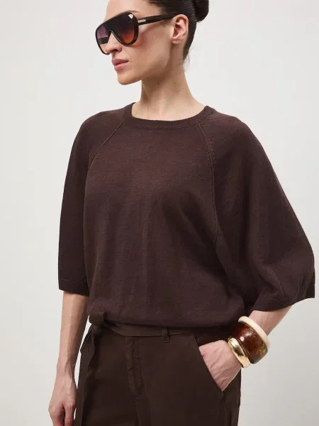 Medicine sweter lniany brązowy