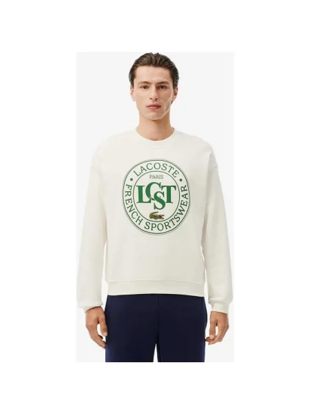 Bluza Lacoste Graphic Logo Crew zielona XS biała