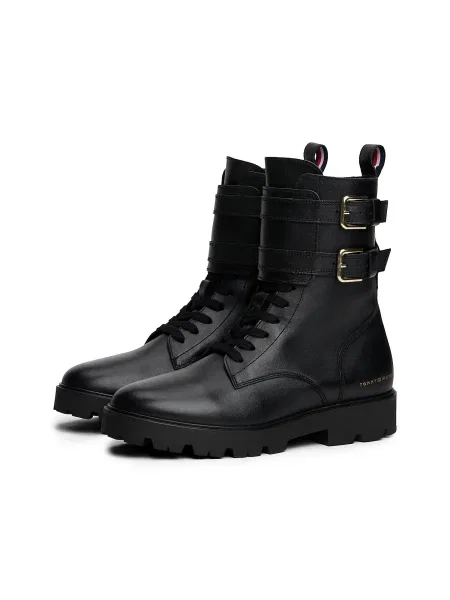 Tommy Hilfiger Škornji Biker Laceup črna