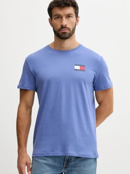 Тениска Tommy Jeans с принт бежово