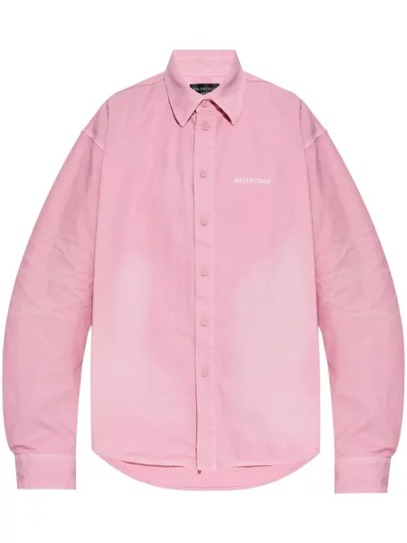 Cămașă Balenciaga cu broderie roz