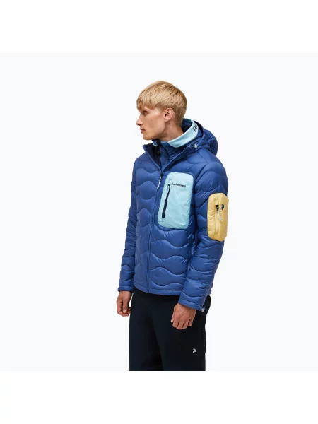 Geacă cu puf pentru bărbați Peak Performance Helium Utility Down Hood Summit Sky/Snowmelt