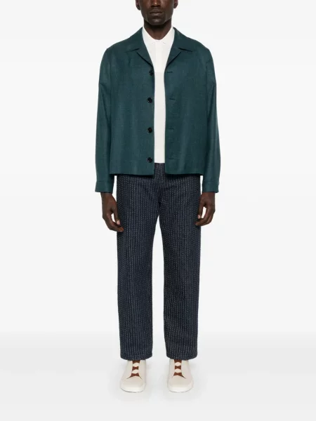 Geacă Zegna din țesătură twill albastru