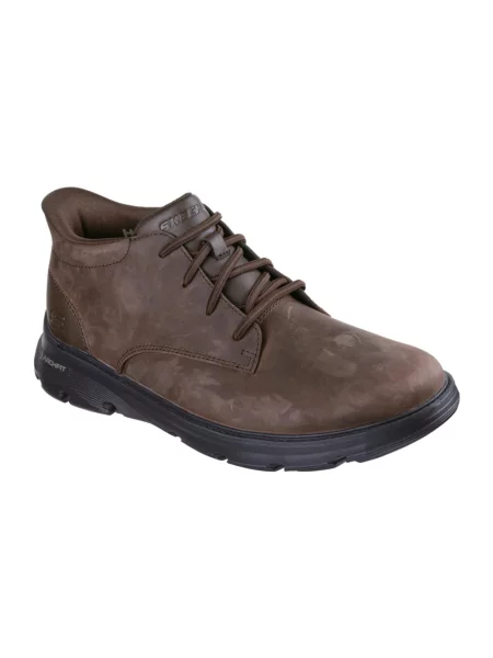 Botki Skechers skórzane brązowe