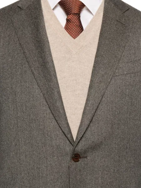 Costum Canali de lână cu model herringbone de costum maro
