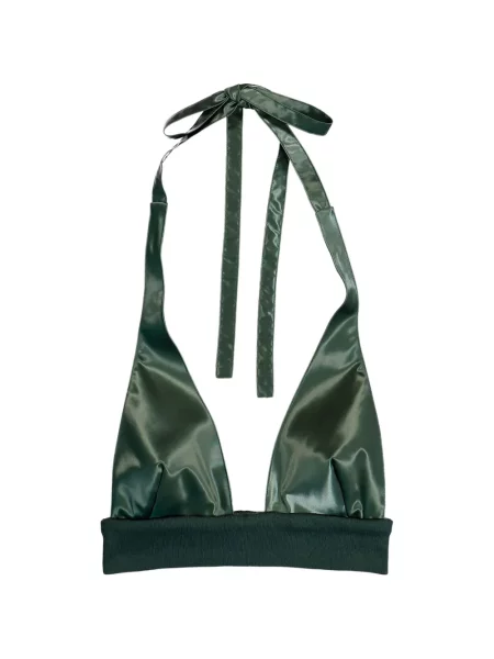 Sutien Awge din satin cu gât halter verde